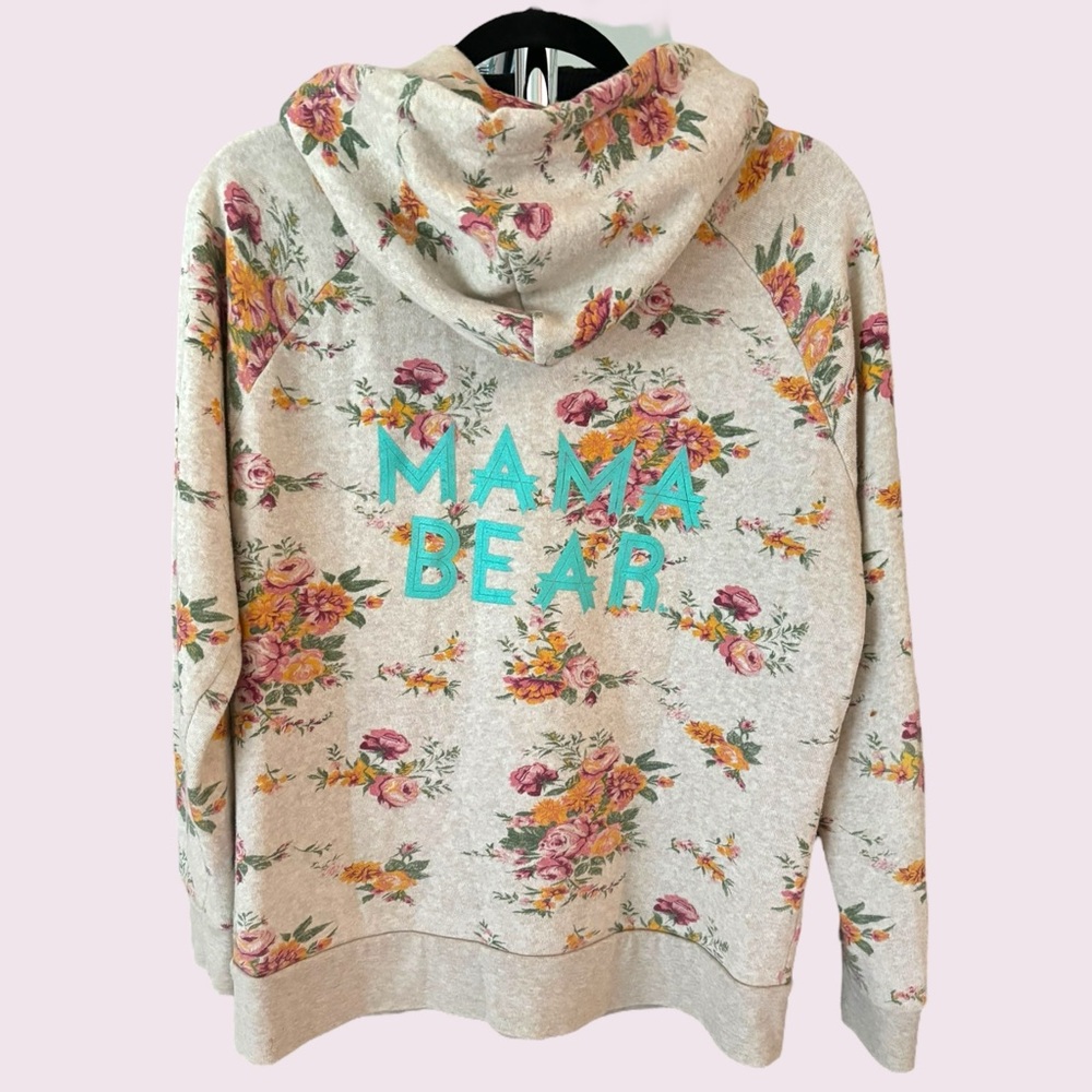 Women’s Mama Bear Floral Hoodie Zip Up